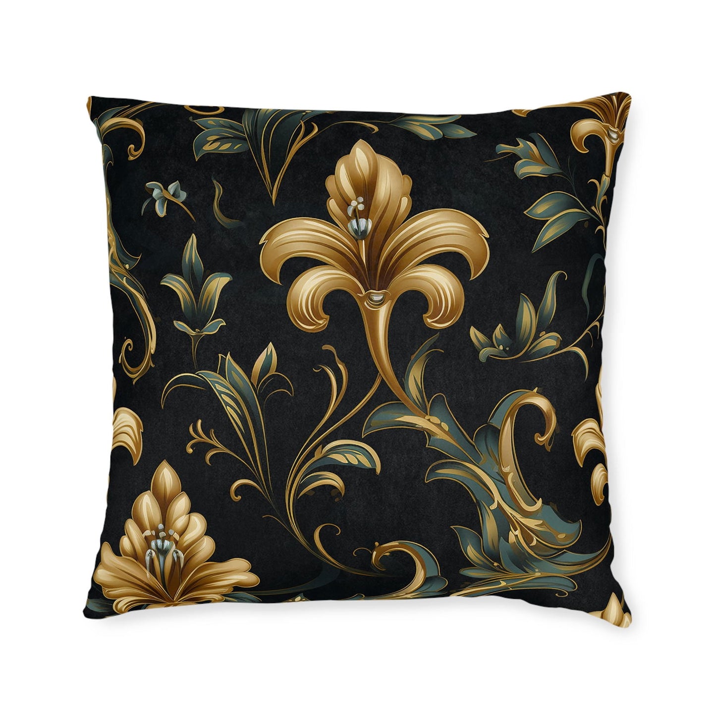 Black & Gold Pattern Square Pillow - ExclusiveCreativeDesigns