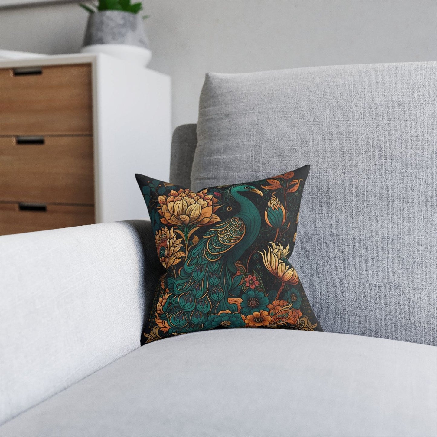 Feathers and Blooms Pillow - ExclusiveCreativeDesigns