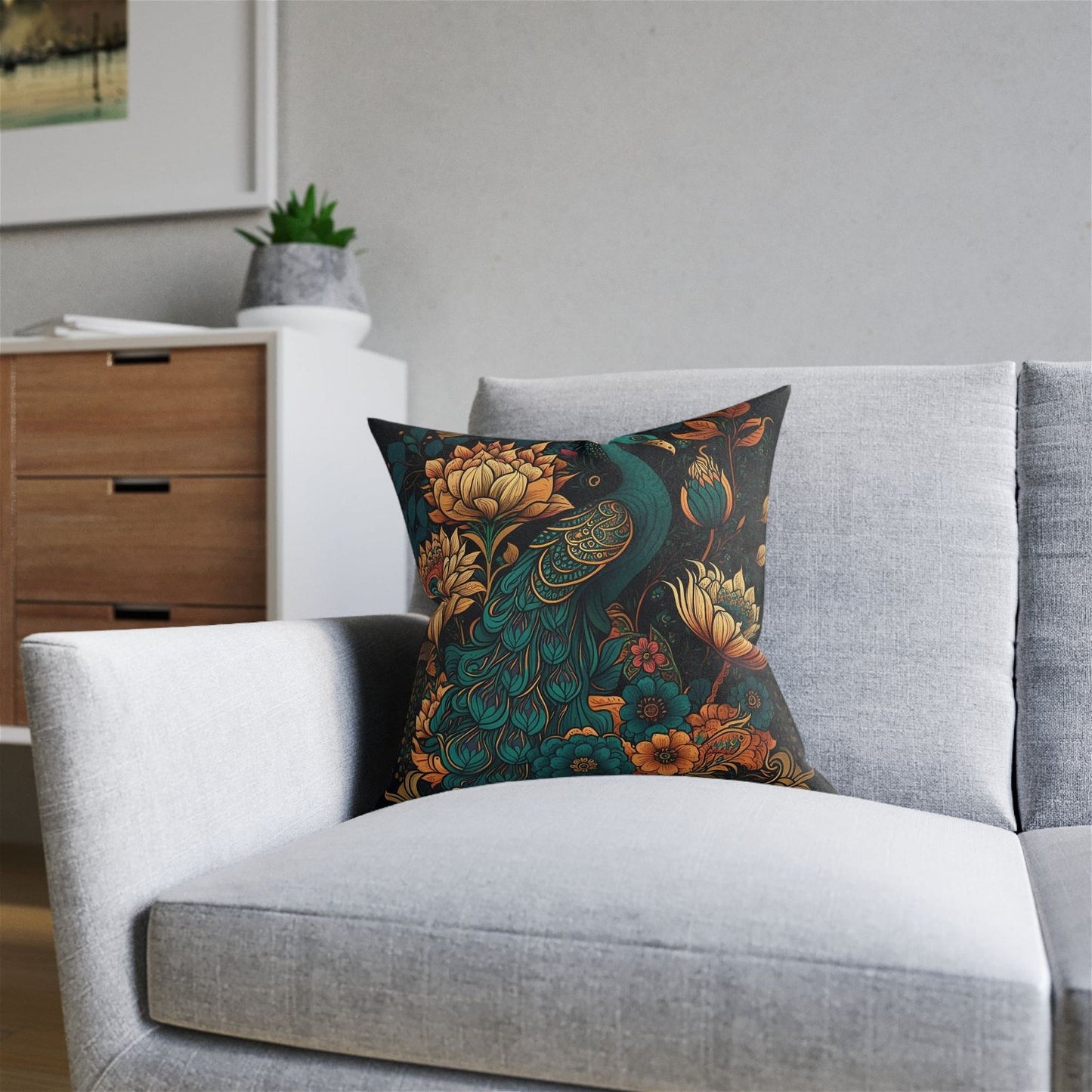 Feathers and Blooms Pillow - ExclusiveCreativeDesigns