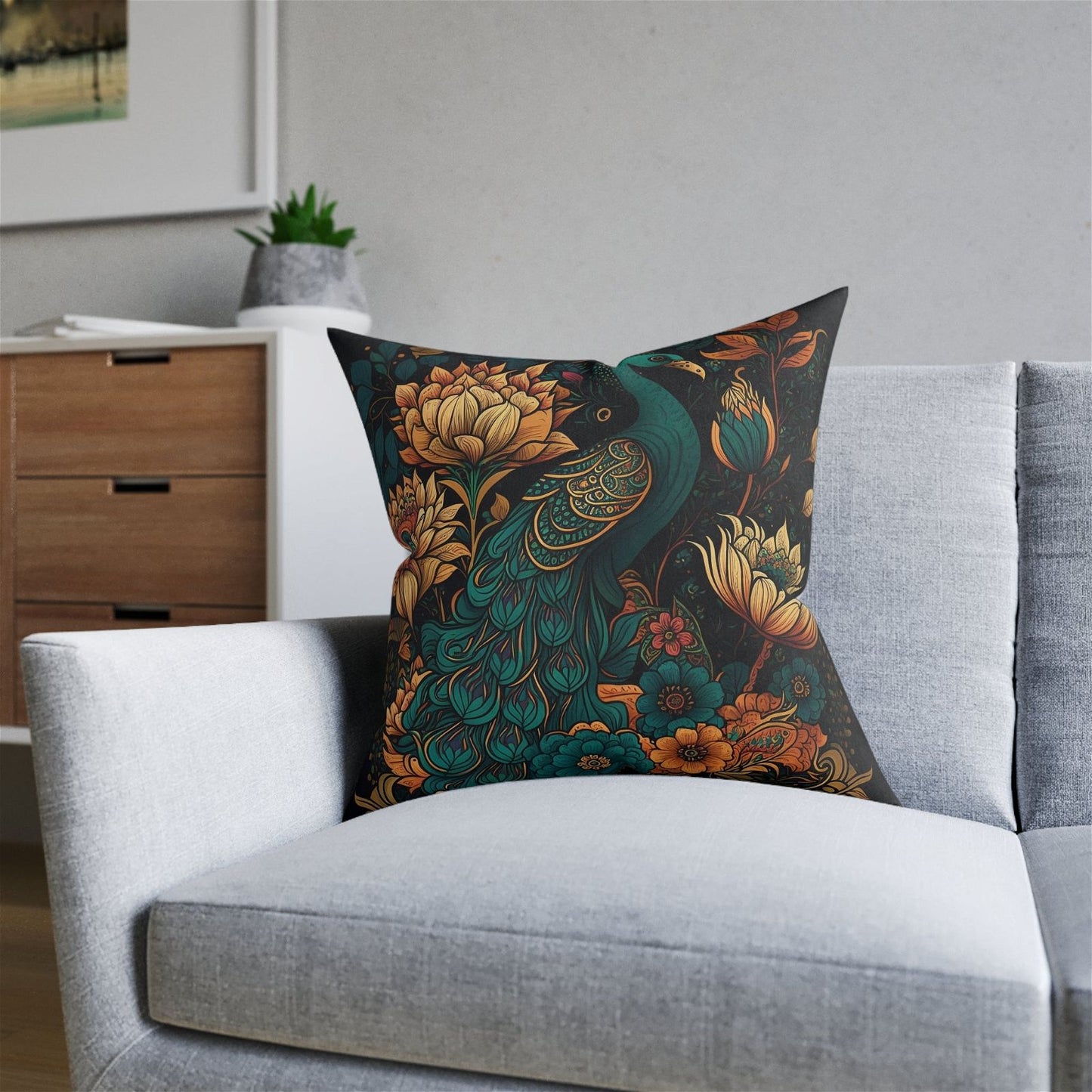 Feathers and Blooms Pillow - ExclusiveCreativeDesigns