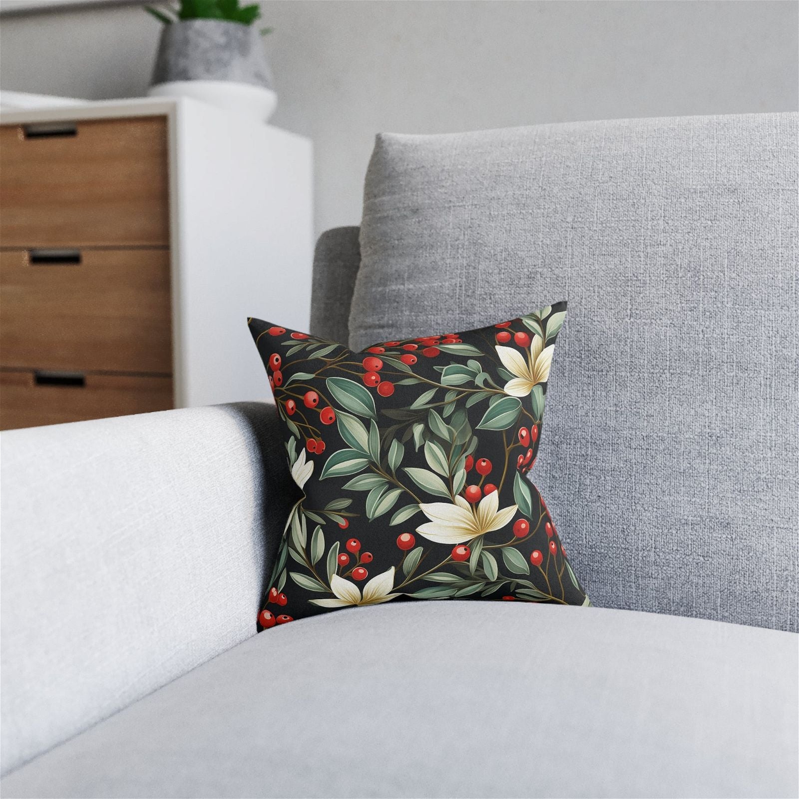 Festive Christmas Pattern Square Pillow - ExclusiveCreativeDesigns