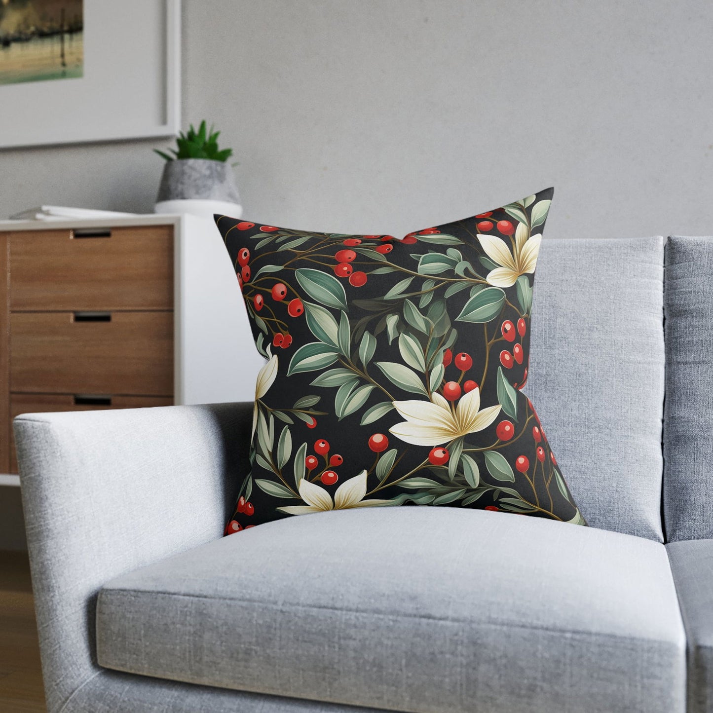 Festive Christmas Pattern Square Pillow - ExclusiveCreativeDesigns