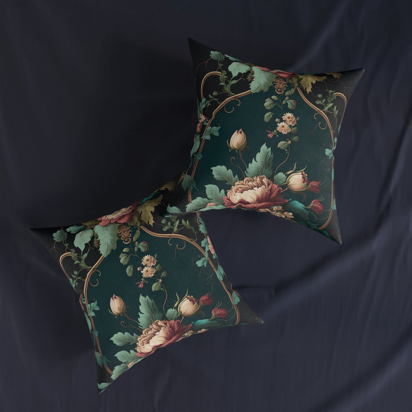 Lavish Floral Rococo Pillow - ExclusiveCreativeDesigns