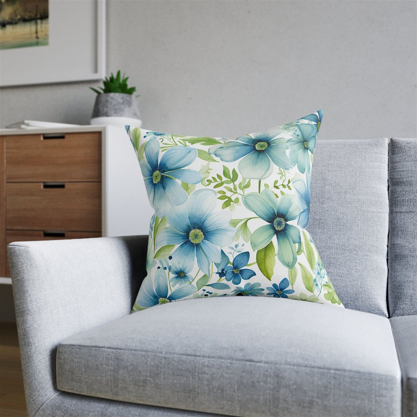 Square Pillow with Flowers Pattern - ExclusiveCreativeDesigns