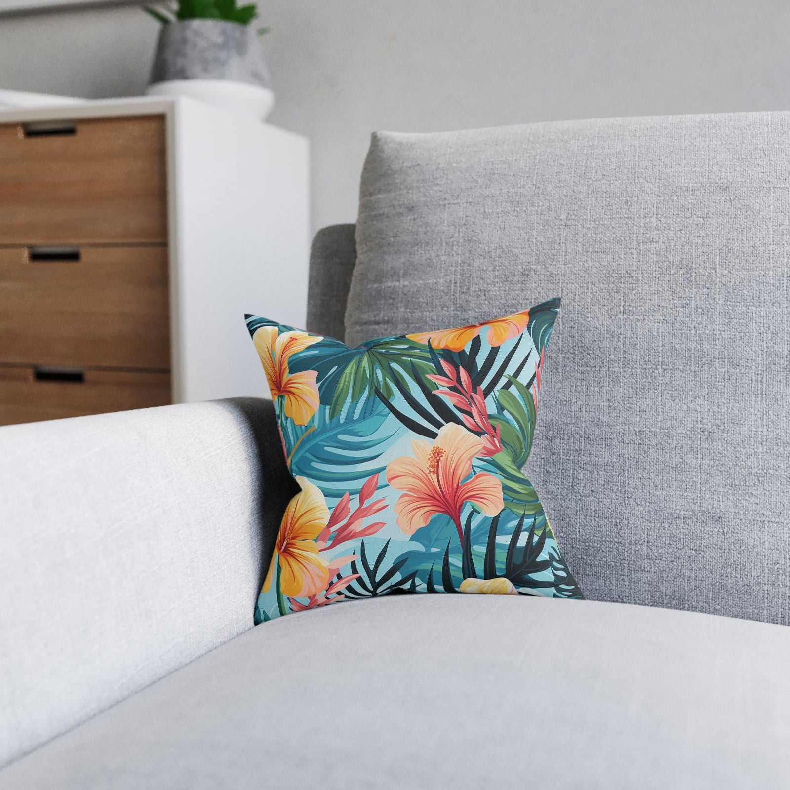 Square Tropical Paradise Pattern Pillow - ExclusiveCreativeDesigns