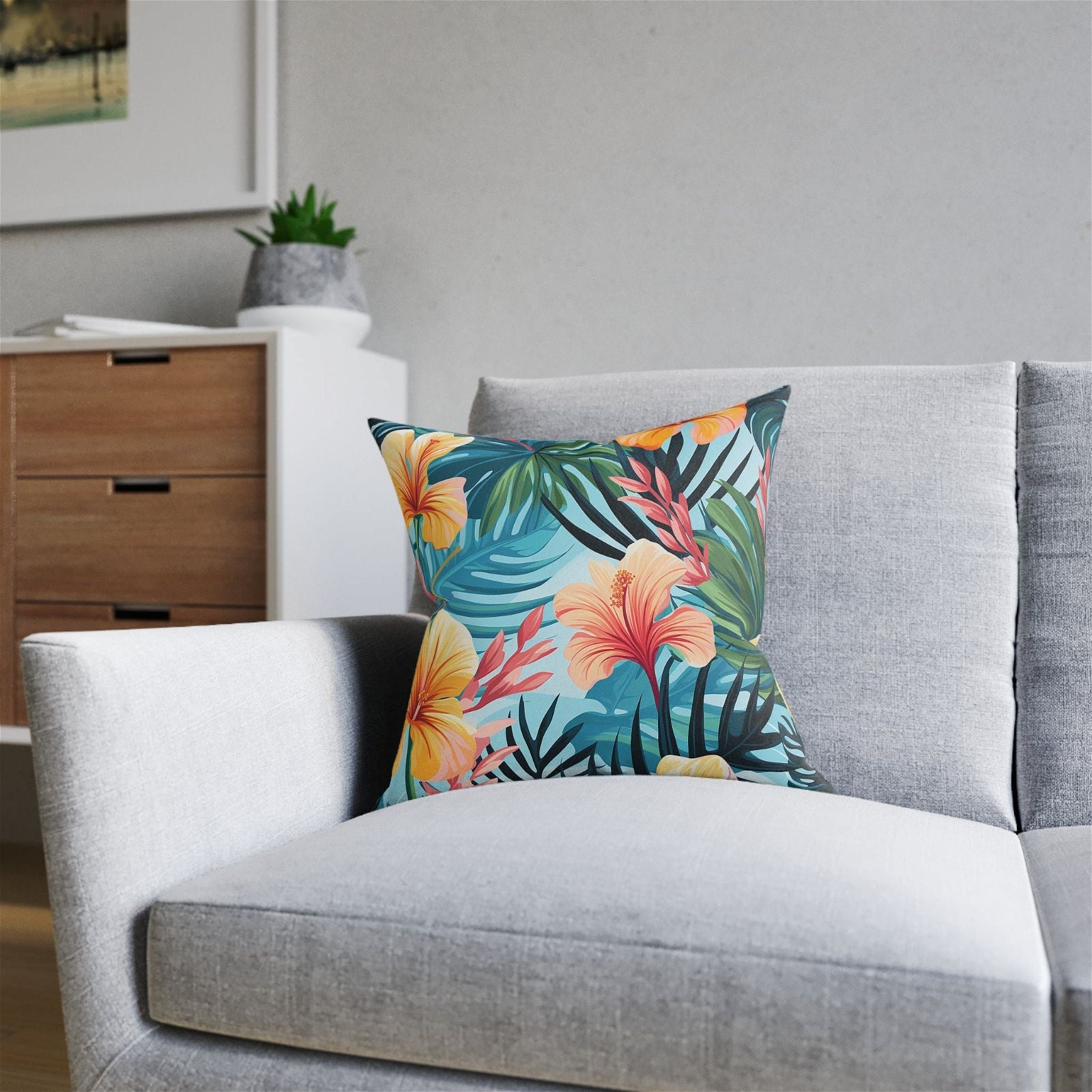 Square Tropical Paradise Pattern Pillow - ExclusiveCreativeDesigns