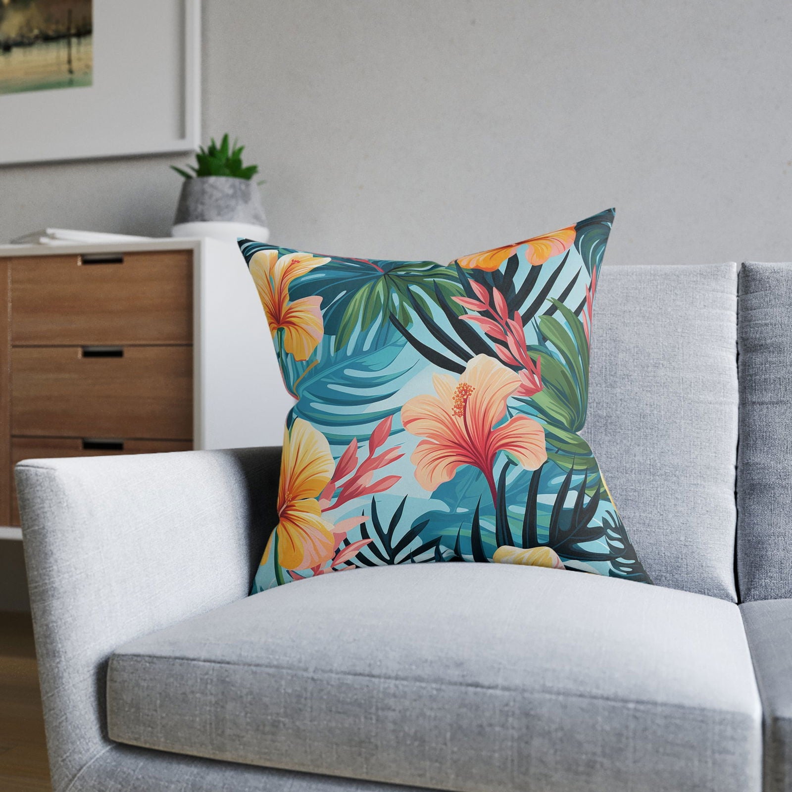 Square Tropical Paradise Pattern Pillow - ExclusiveCreativeDesigns