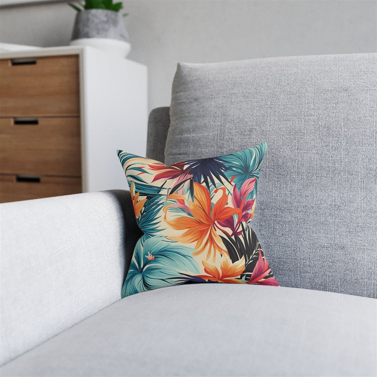 Square Tropical Paradise Pattern Pillow - ExclusiveCreativeDesigns