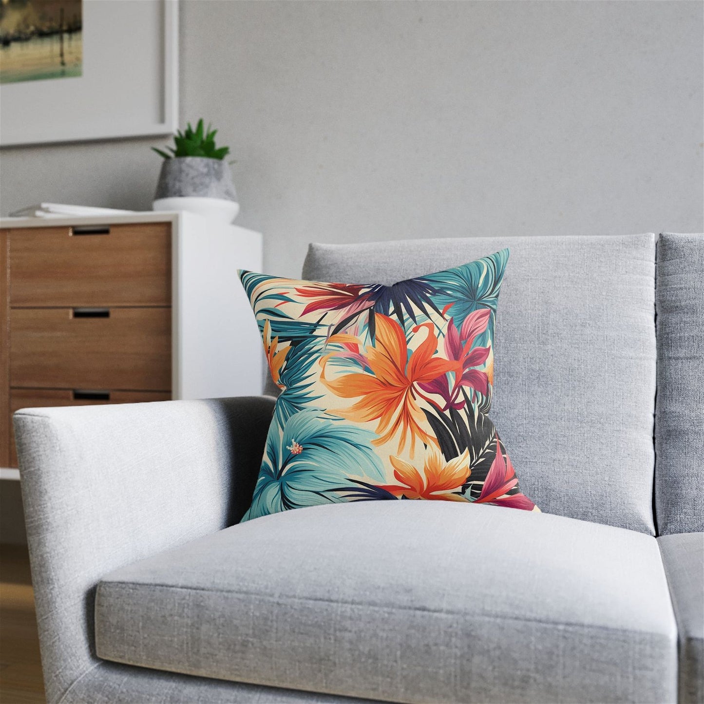 Square Tropical Paradise Pattern Pillow - ExclusiveCreativeDesigns