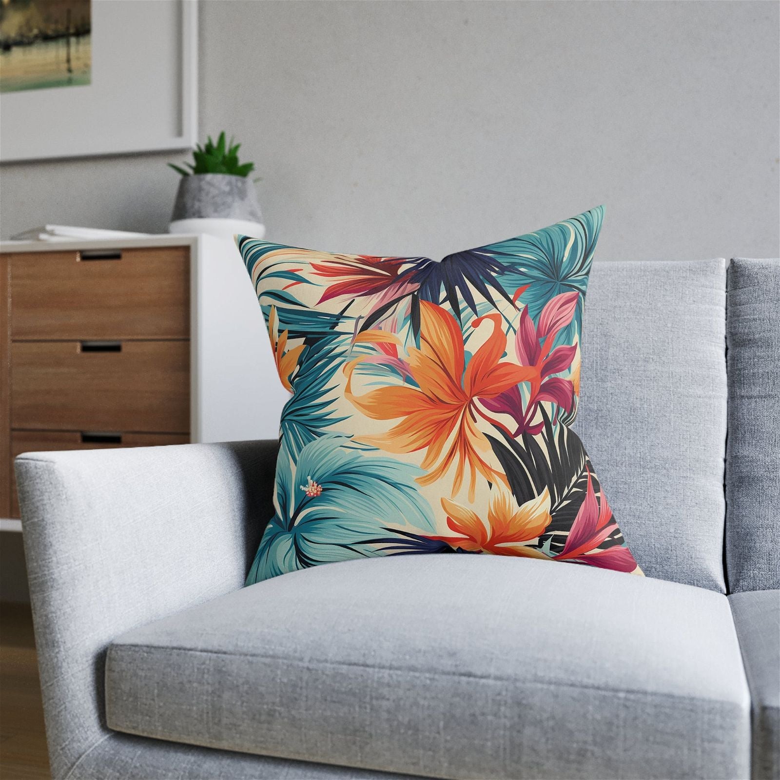 Square Tropical Paradise Pattern Pillow - ExclusiveCreativeDesigns