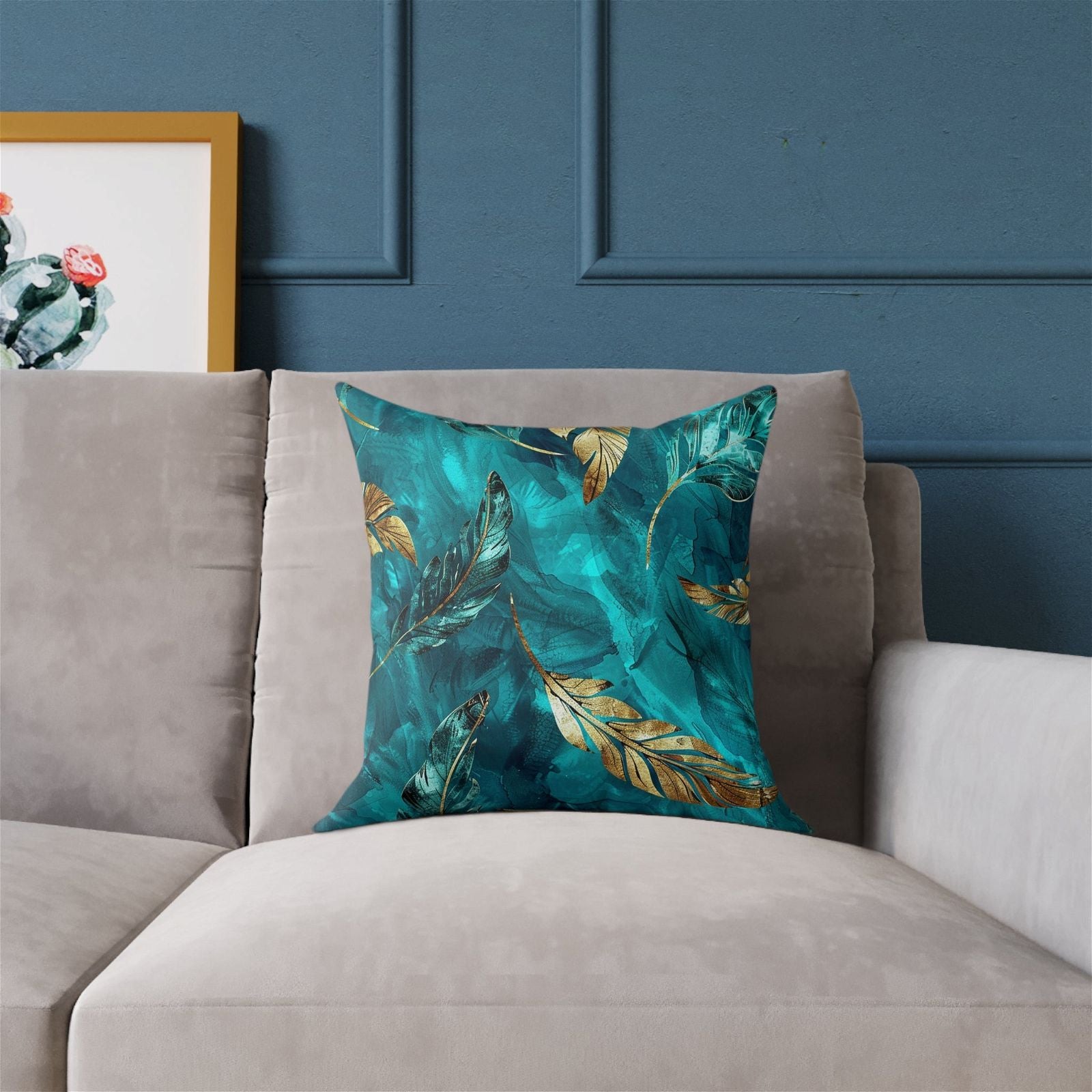 Square Turquoise Pillow - ExclusiveCreativeDesigns