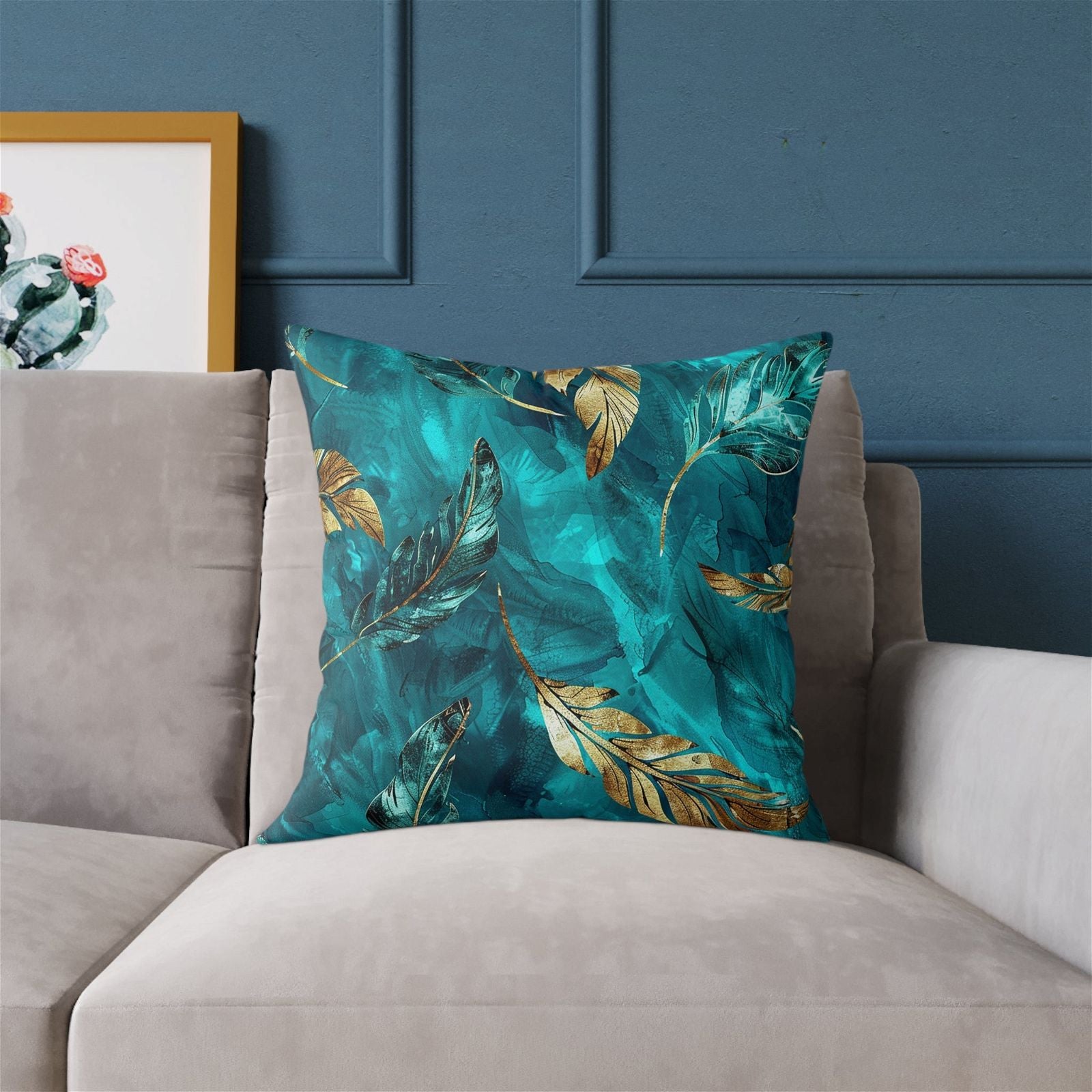 Square Turquoise Pillow - ExclusiveCreativeDesigns