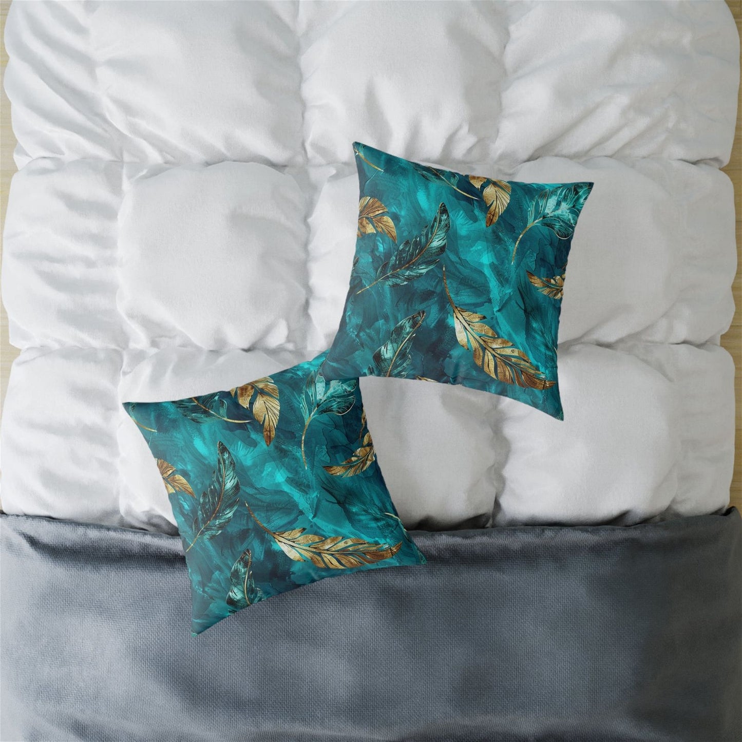 Square Turquoise Pillow - ExclusiveCreativeDesigns