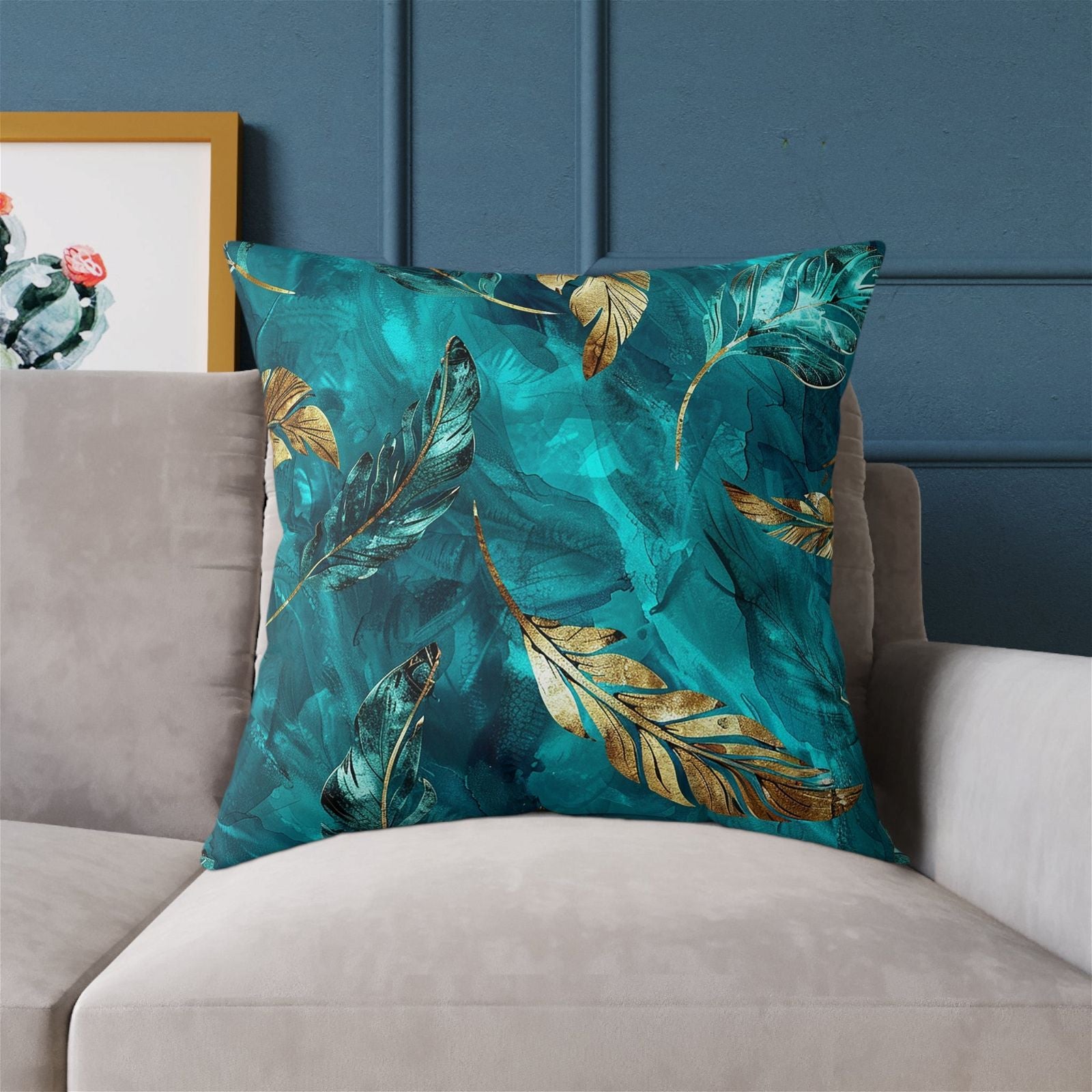 Square Turquoise Pillow - ExclusiveCreativeDesigns