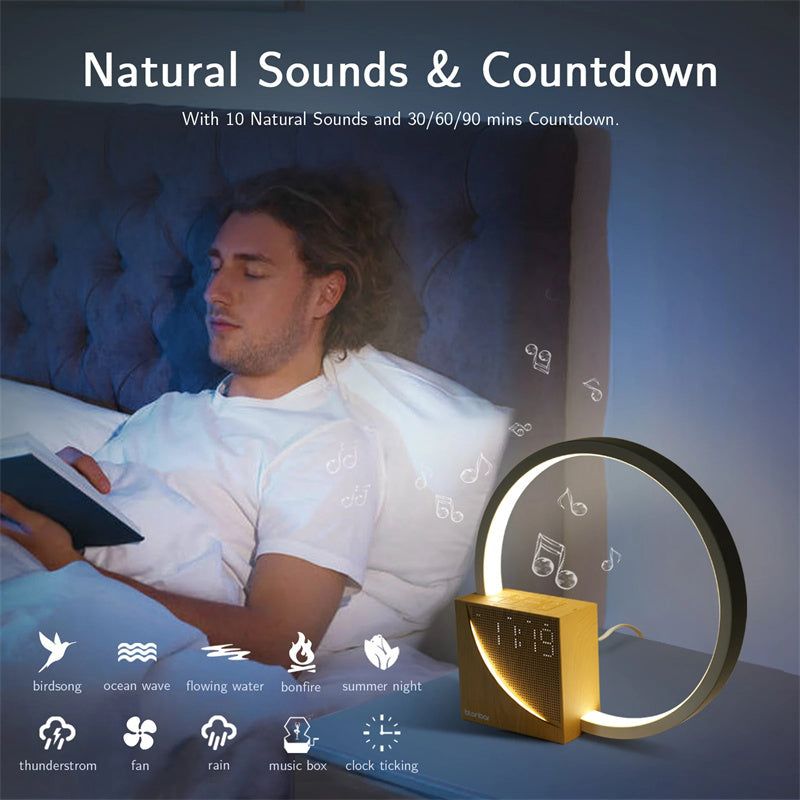 Touch Bedside Lamp with Natural Sounds, Alarm Clock, and 3 Brightness Levels - ExclusiveCreativeDesigns