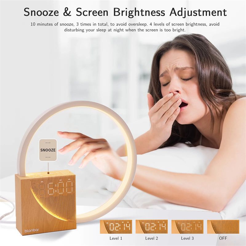 Touch Bedside Lamp with Natural Sounds, Alarm Clock, and 3 Brightness Levels - ExclusiveCreativeDesigns